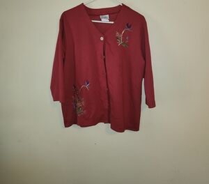 Link Deep Red Embroidered Top